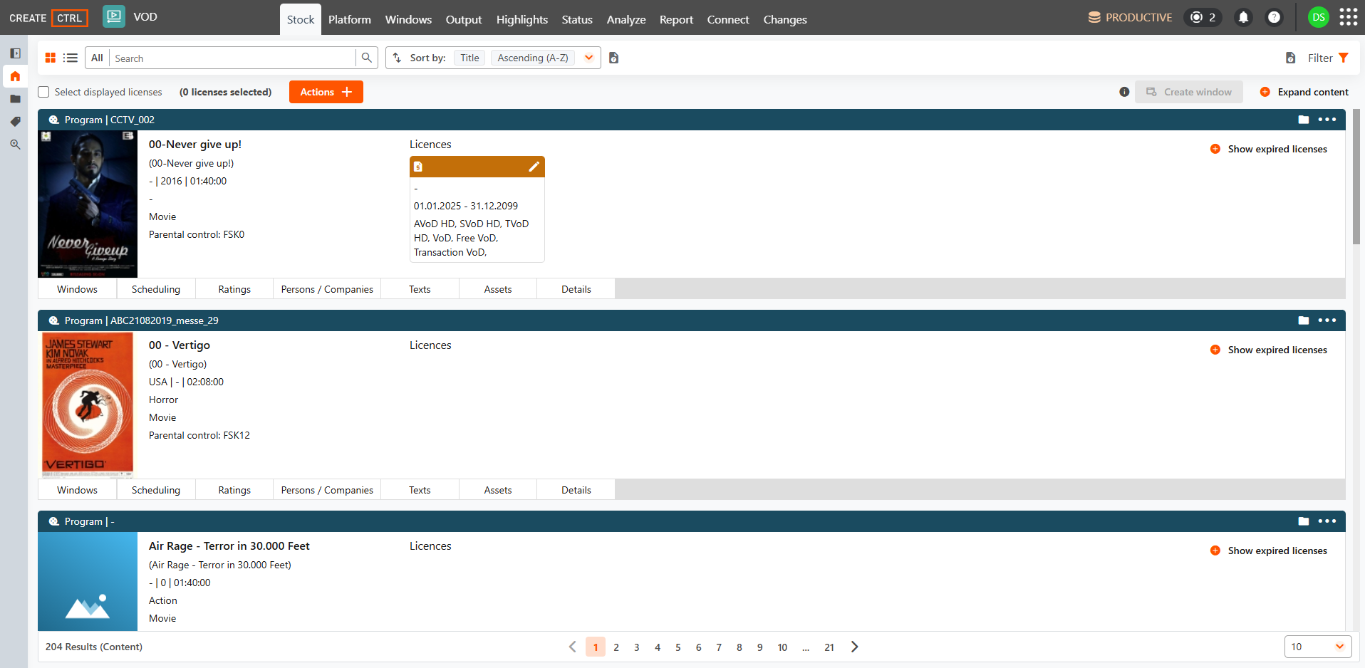 VOD manage and schedule